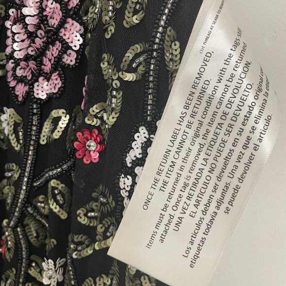 NWOT MAC DUGGAL Floral Stained Glass Roses Sequin Beaded Gown Black Size 10 - Picture 5 of 8